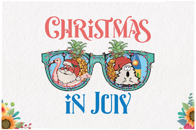Santa Hat Sunglasses Christmas in July Sublimation Sublimation Jagonath Roy 