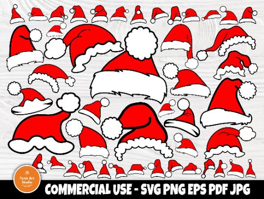 Santa Hat SVG Bundle, Funny Christmas Svg, Clipart SVG TonisArtStudio 