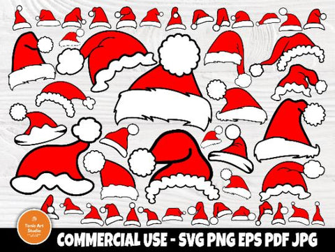 Santa Hat SVG Bundle, Funny Christmas Svg, Clipart SVG TonisArtStudio 