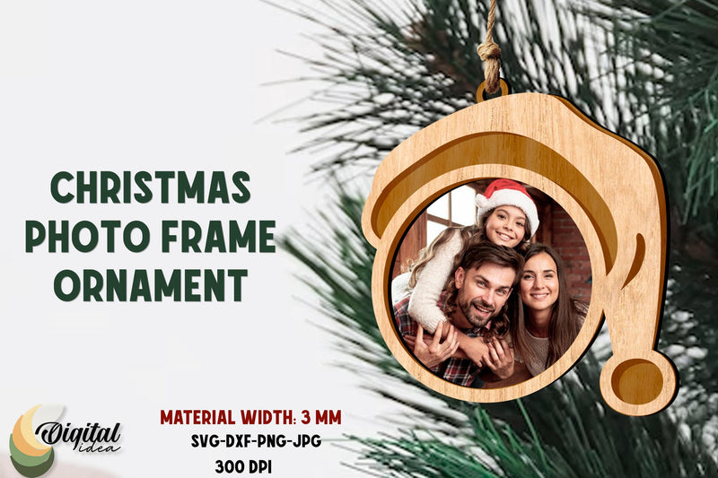 Santa Hat SVG. Laser Cut Frame. Christmas Photo Frame Ornament SVG Evgenyia Guschina 