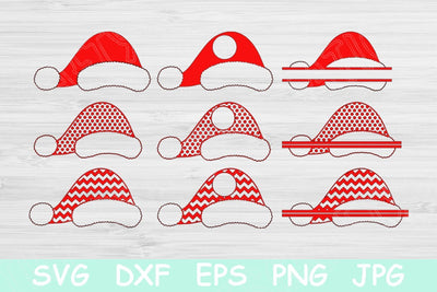 Santa Hat Svg, Svg Christmas. Split Chevron and Polka Dots Cutting Files for Cricut and Silhouette. Xmas Claus Decal or T Shirt Vector Print SVG TiffsCraftyCreations 