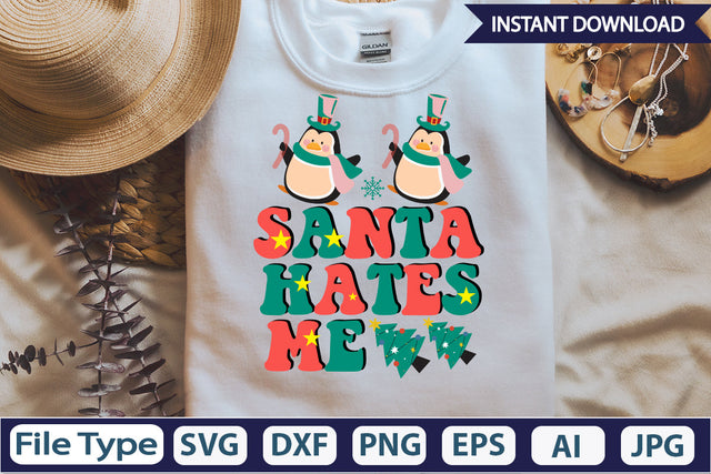 Santa Hates Me Retro Sublimation Design Sublimation DesignPlante 503 