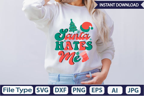 Santa Hates Me Retro Sublimation Design Sublimation DesignPlante 503 