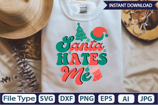 Santa Hates Me Retro Sublimation Design SVG DesignPlante 503 