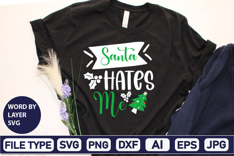 Santa Hates Me SVG Cut File SVGs,Quotes and Sayings,Food & Drink,On Sale, Print & Cut SVG DesignPlante 503 
