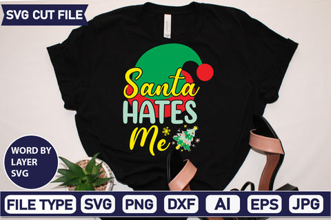 Santa Hates Me Svg Cut File,SVGs,quotes-and-sayings,food-drink,mini-bundles,print-cut,on-sale, SVG DesignPlante 503 