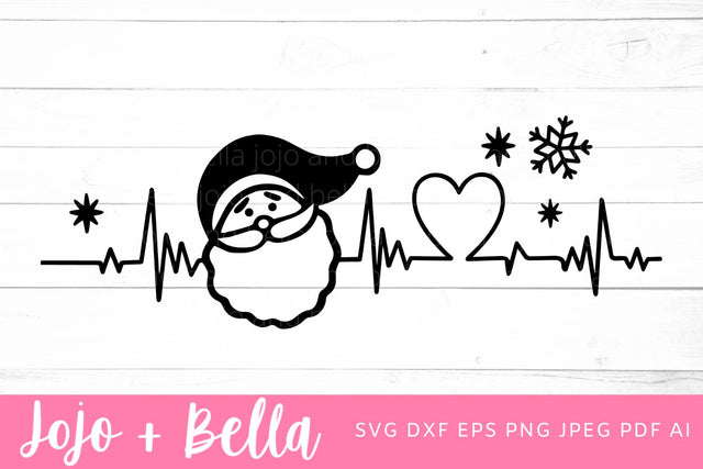 Santa Heartbeat Svg, Santa Claus Svg, Kid’s Christmas Shirt Svg, Christmas Gift png, Christmas Sign DXF, Christmas Svgs, Christmas Ornament SVG SVG Jojo&Bella 