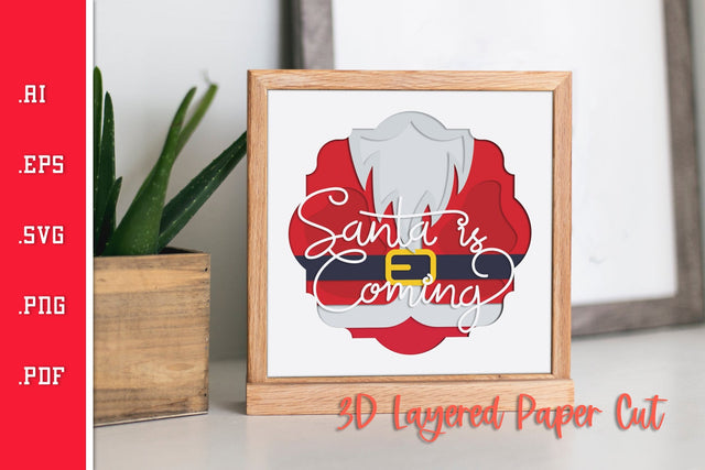 Santa is Coming - 3D Layered Paper Cut SVG SVG Slim Studio 