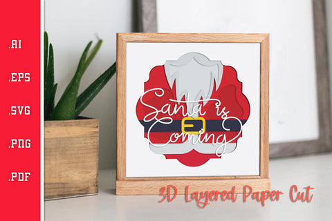 Santa is Coming - 3D Layered Paper Cut SVG SVG Slim Studio 
