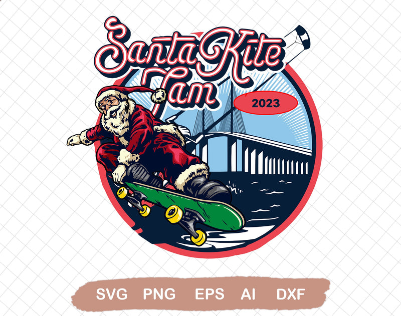 Santa kite jam Sublimation/Digital Download/Waterslide/Digital Graphic/Christmas SVG DiamondDesign 