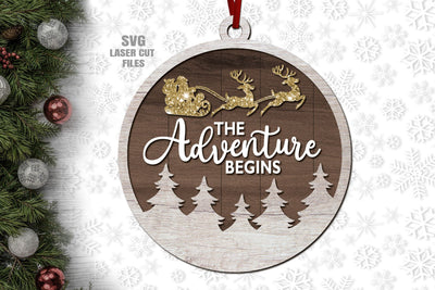 Santa Ornament SVG | Christmas Ornament SVG Laser Cut Files | Adventure SVG SVG Cloud9Design 