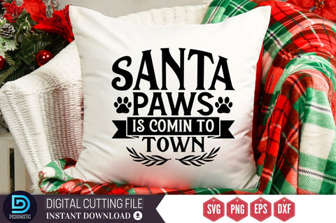 Santa paws is comin to town SVG, Santa paws is comin to town SVG DESIGNISTIC 