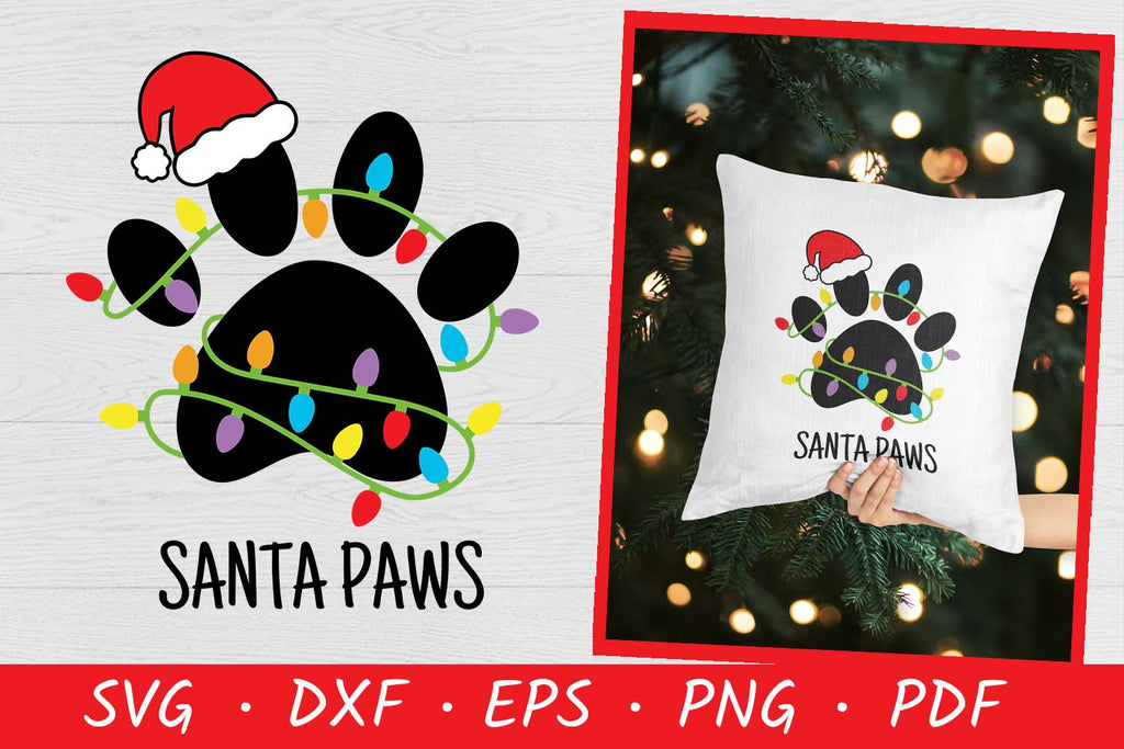 Santa Paws SVG | Christmas SVG | Dog Paw Print SVG - So Fontsy