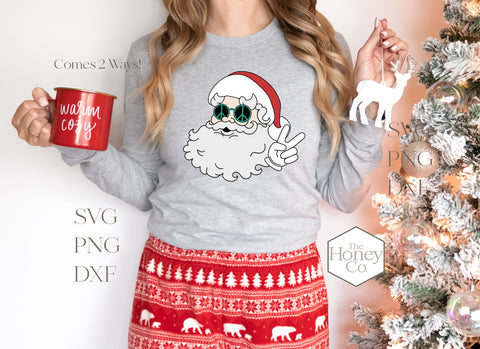 Santa Peace Sign SVG | Christmas Sublimation and Cut File SVG The Honey Company 