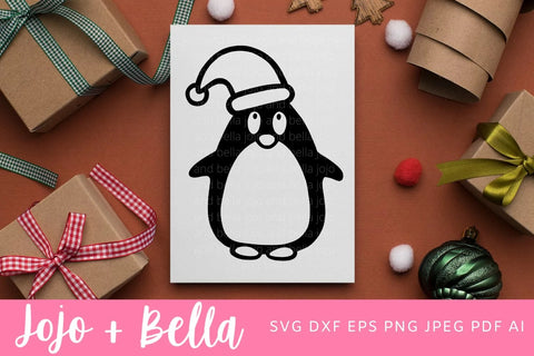 Santa Penguin SVG, Christmas Penguin svg, Penguin Svg, Christmas SVG, Christmas hat Svg, Xmas Penguin Svg, Cute Christmas penguin svg file SVG Jojo&Bella 