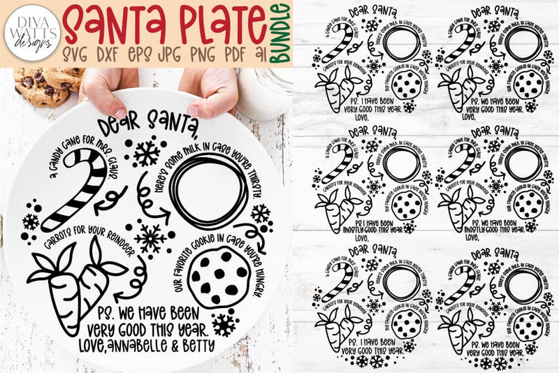 Santa Plate SVG Bundle | I, We & Non Personalized Versions Included SVG Diva Watts Designs 