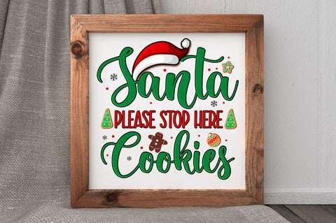 Santa please stop here cookies Sublimation PNG, Sublimation Christmas Design Sublimation Regulrcrative 