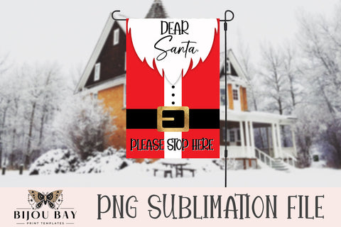Santa Please Stop Here Garden Flag Template Sublimation BijouBay 