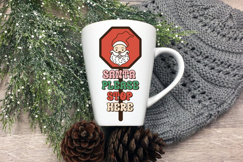 Santa Please Stop Here - Retro Christmas PNG Sublimation CraftLabSVG 