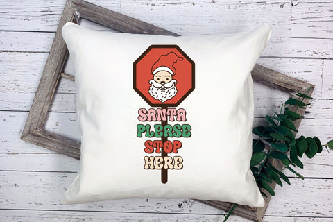 Santa Please Stop Here - Retro Christmas PNG Sublimation CraftLabSVG 