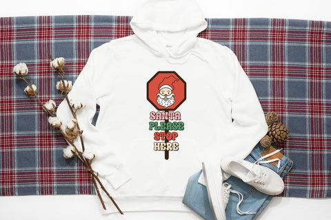 Santa Please Stop Here - Retro Christmas PNG Sublimation CraftLabSVG 