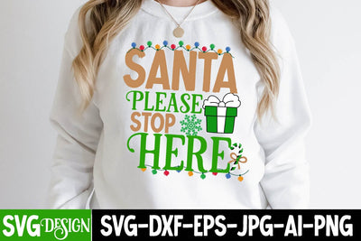 Santa Please Stop Here SVG Cut File SVG BlackCatsMedia 
