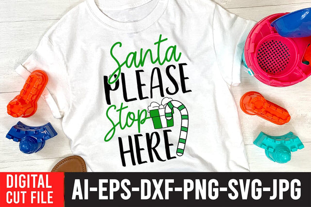 Santa Please Stop Here SVG Cut File SVG BlackCatsMedia 