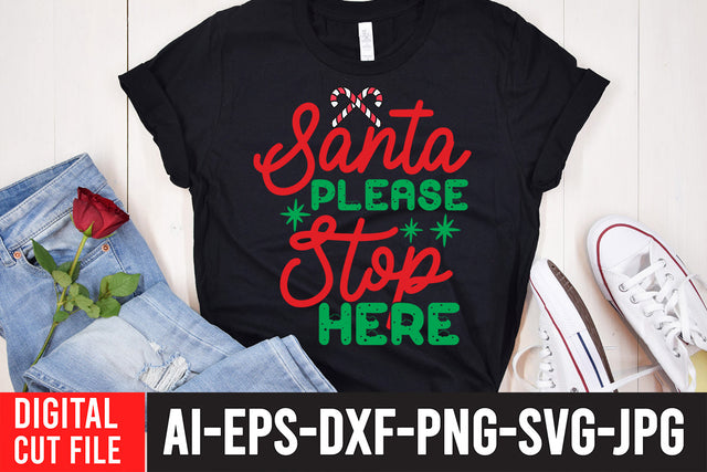 Santa Please Stop Here SVG Cut File SVG BlackCatsMedia 