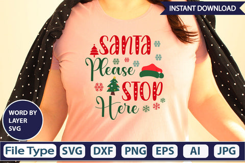SANTA PLEASE STOP HERE SVG Cut File SVG DesignPlante 503 