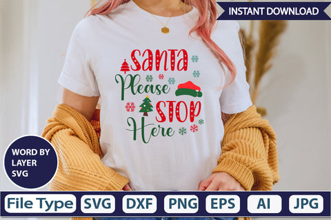 SANTA PLEASE STOP HERE SVG Cut File SVG DesignPlante 503 
