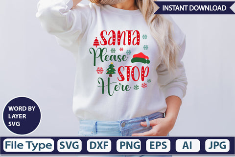 SANTA PLEASE STOP HERE SVG Cut File SVG DesignPlante 503 