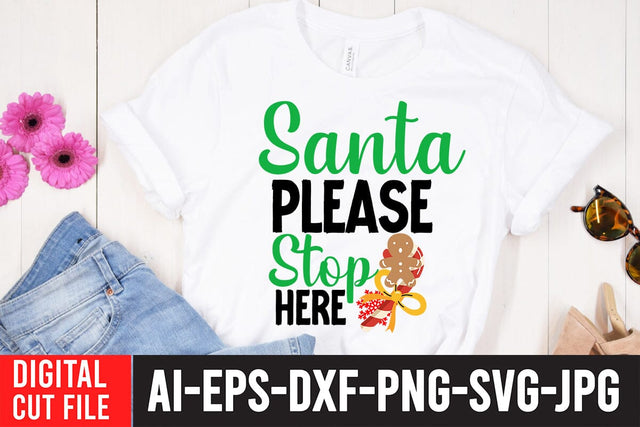 Santa Please Stop Here SVG Cute File SVG BlackCatsMedia 