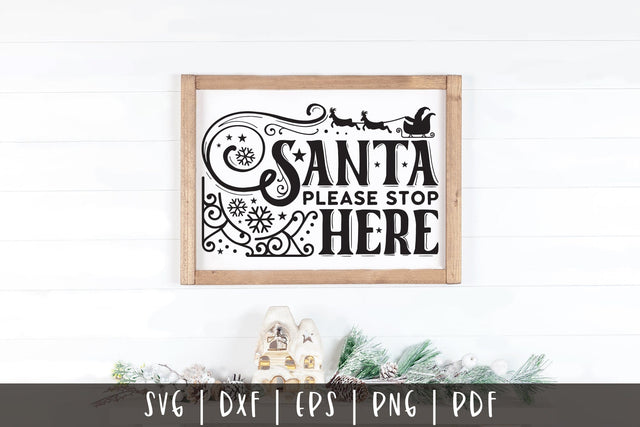 Santa Please Stop Here - Vintage Christmas Sign SVG SVG CraftLabSVG 