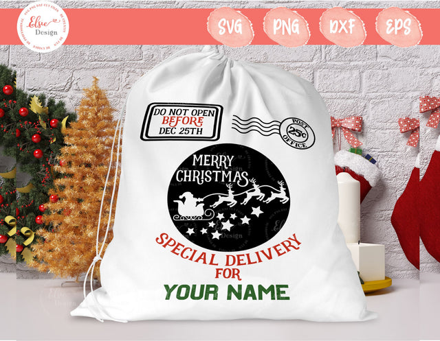 Santa Sack - Merry Christmas - SVG, PNG, DXF, EPS SVG Elsie Loves Design 