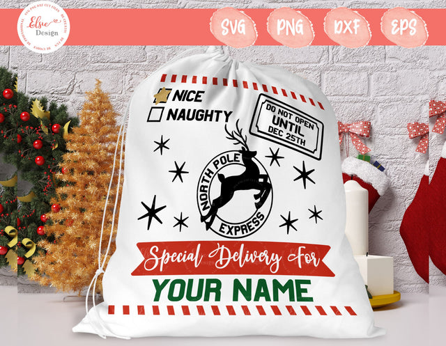Santa Sack - North Pole Express - SVG, PNG, DXF, EPS SVG Elsie Loves Design 