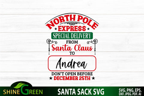 Santa Sack SVG - Christmas Sata Bag SVG Design SVG Shine Green Art 