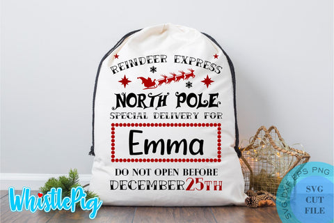 Santa Sack SVG Santa Bag Svg Special Delivery Svg Christmas SVG North Pole Svg Design Svg Cut File Dxf Png Eps Clipart Cricut Silhouette SVG Whistlepig Designs 