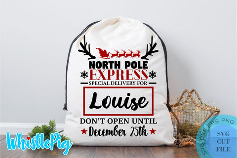 Santa Sack SVG Santa Bag Svg Special Delivery Svg Christmas SVG North Pole Svg Design Svg Cut File Dxf Png Eps Clipart Cricut Silhouette SVG Whistlepig Designs 
