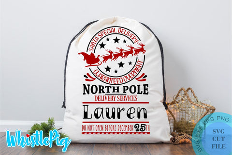Santa Sack SVG Santa Bag Svg Special Delivery Svg Christmas SVG North Pole Svg Design Svg Cut File Dxf Png Eps Clipart Cricut Silhouette SVG Whistlepig Designs 
