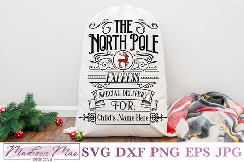 Santa Sack Svg, The North Pole Express SVG Madison Mae Designs 