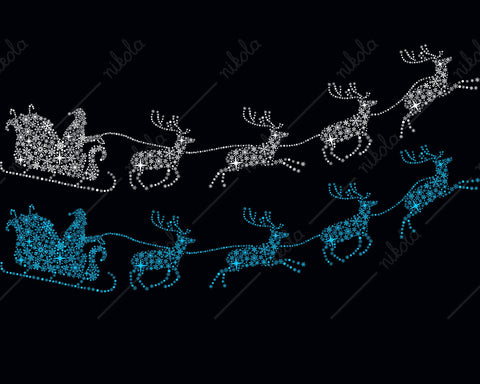 Santa Sleigh Snowflakes Reindeer PNG EPS PDF Sublimation nikola 