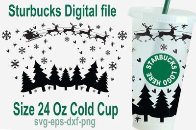Santa sleigh Starbucks cold cup svg, 24 Oz cold cup, Starbuck cold cup svg, Funny Christmas drink warp svg SVG Isabella Machell 