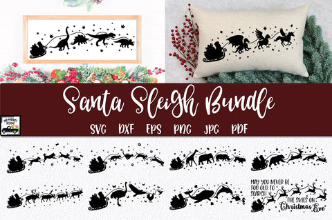 Santa Sleigh SVG Bundle - 10 Santa and Animals SVG Files SVG Old Market 