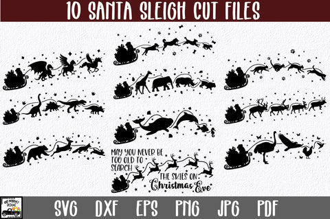 Santa Sleigh SVG Bundle - 10 Santa and Animals SVG Files SVG Old Market 