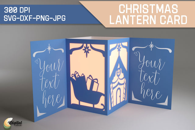 Santa Sleigh SVG. Christmas Lantern Card. Paper Cut 3D Paper Evgenyia Guschina 