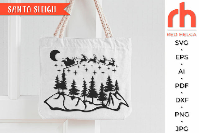Santa Sleigh SVG - Christmas Night Cut File SVG RedHelgaArt 