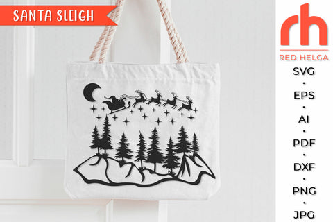 Santa Sleigh SVG - Christmas Night Cut File SVG RedHelgaArt 