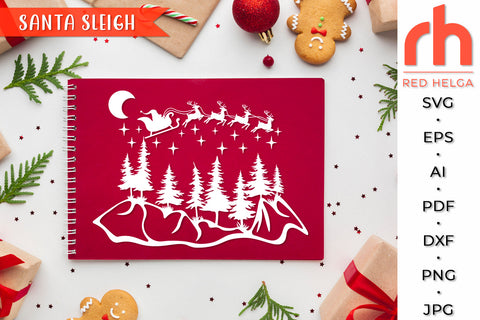 Santa Sleigh SVG - Christmas Night Cut File SVG RedHelgaArt 