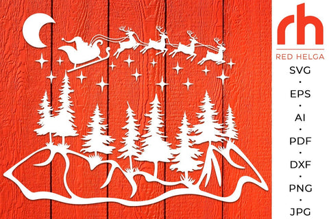 Santa Sleigh SVG - Christmas Night Cut File SVG RedHelgaArt 
