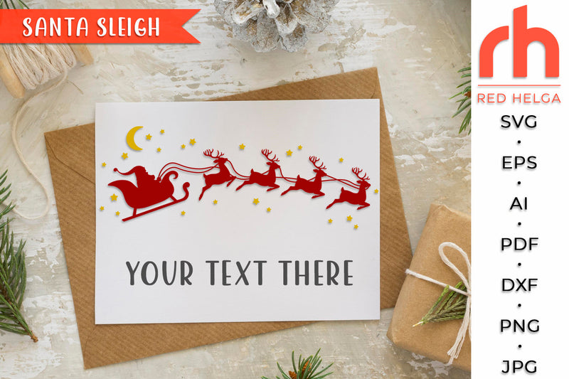 Santa Sleigh SVG - Christmas Reindeers Cut File - So Fontsy